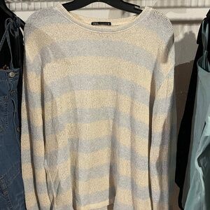 Zara size L pastel Wide Stripe Long Sleeve Sweater